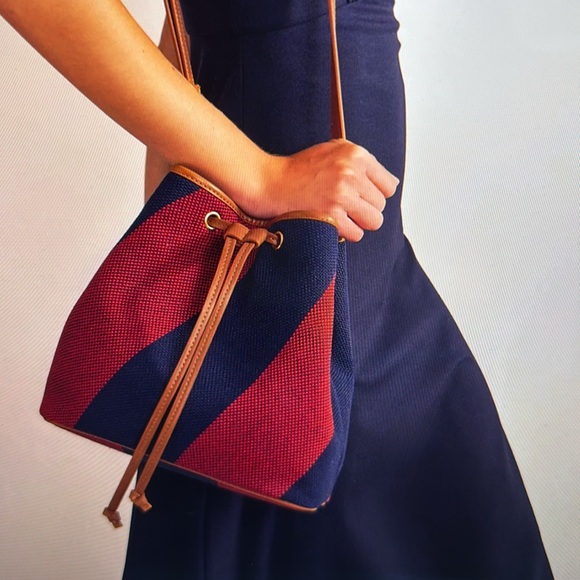 Boden Red Navy Stripped Bucket Bag - Picture 6 of 6